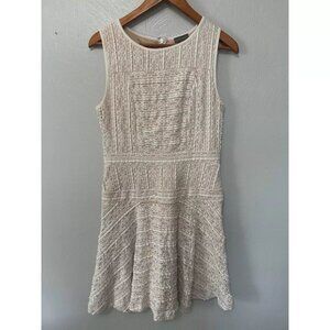 Vince Camuto Cream & Tan Underlay Lace Drop Waist Midi  Dress